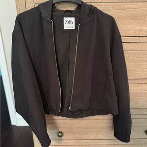 Zara bomber Charcoal Hooded Jacket